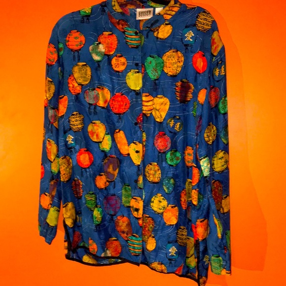 Chico’s Design Colorful Japanese Lantern Pattern Shirt Size 3/ Large 14/16 Plus - Picture 16 of 16